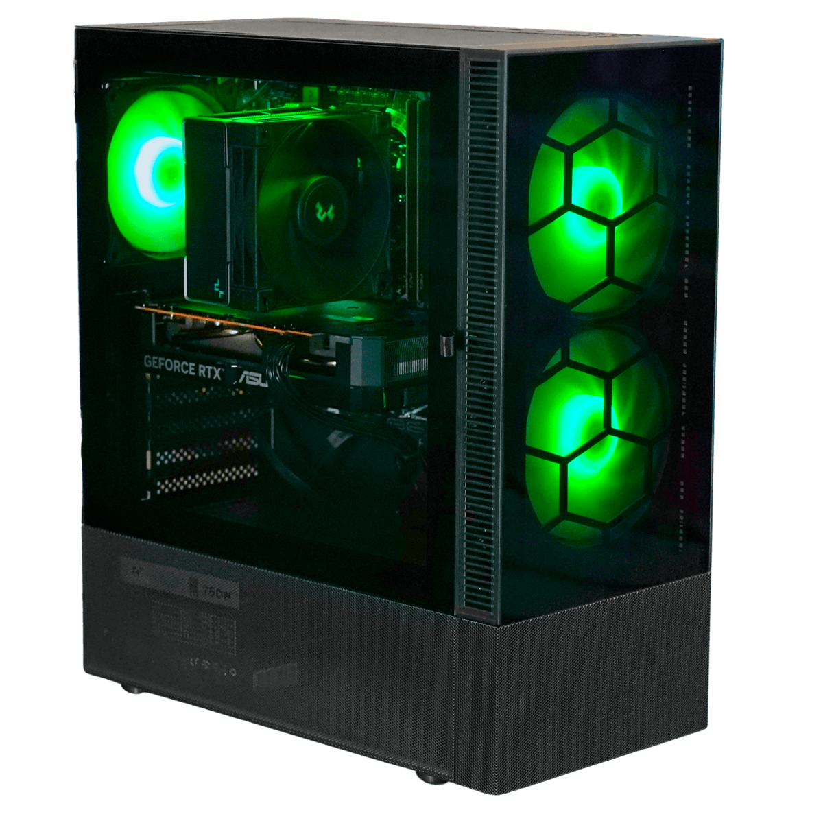 Geekd Galaxy stationær computer i Kolink Observatory MX Glass-kabinet med RGB