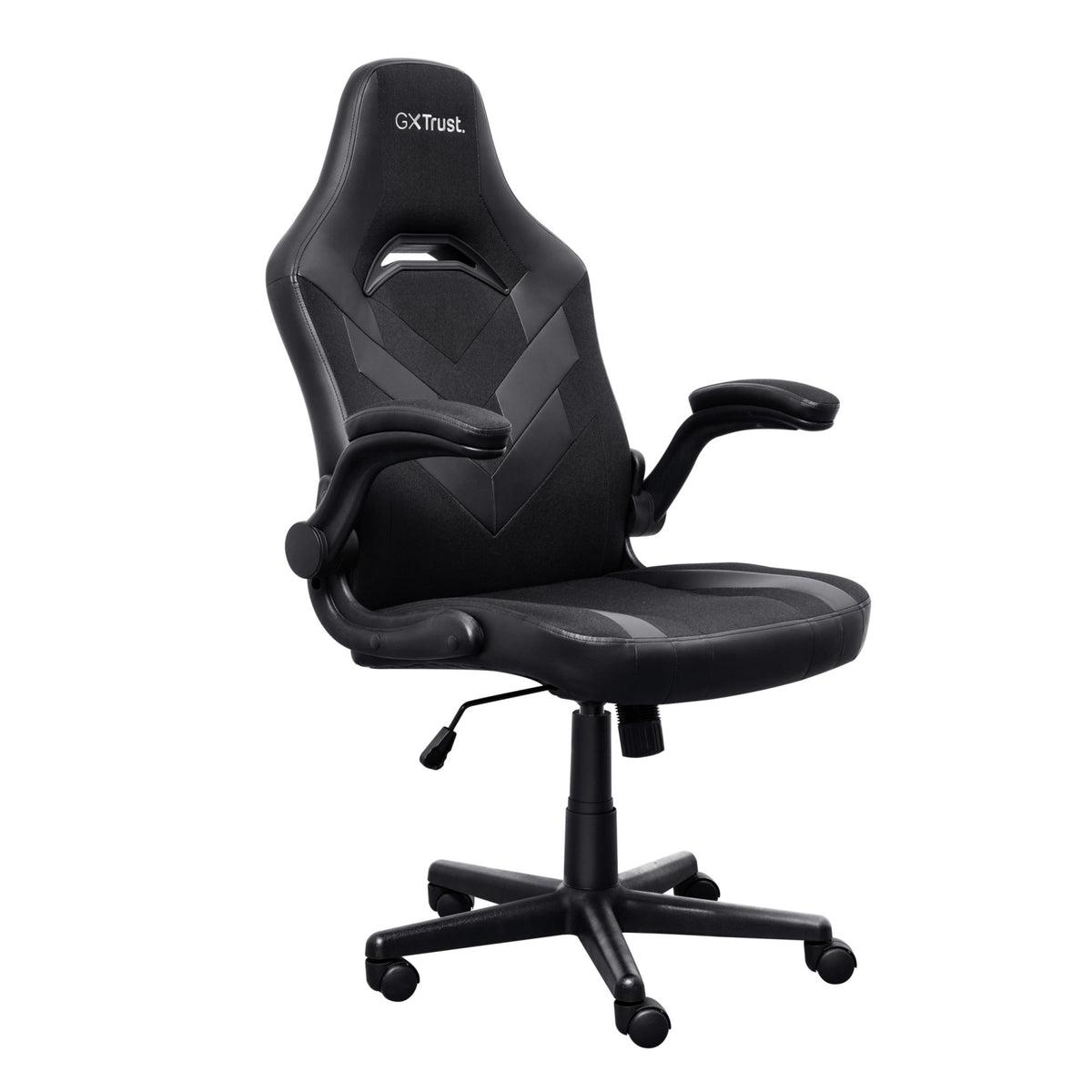 Trust GXT703 Riye sort gaming stol med armlæn, der kan vippes op