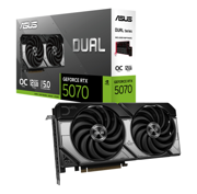 ASUS GeForce RTX 5070 Dual OC grafikkort med hvid dobbeltblæser-køler
