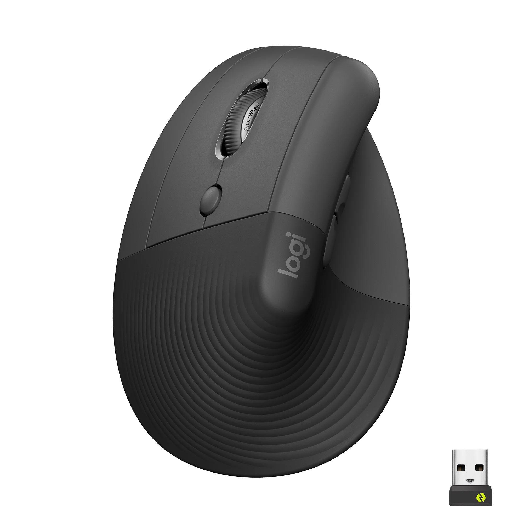Logitech Lift vertikal ergonomisk mus i sort set forfra