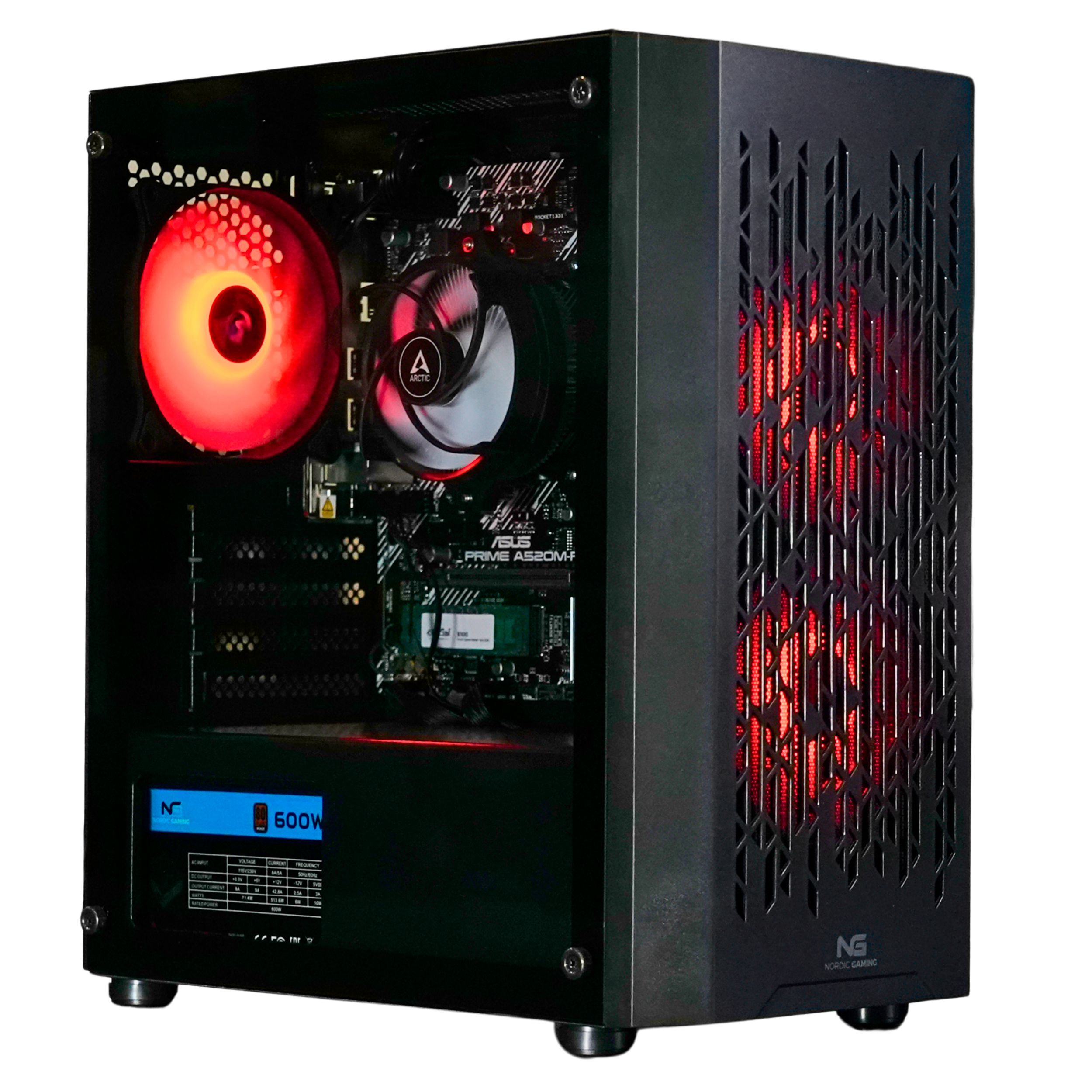 Sort Nordic Gaming Fenris-kabinet med RGB-belysning fra Geekds Begynder Gaming Computer 1