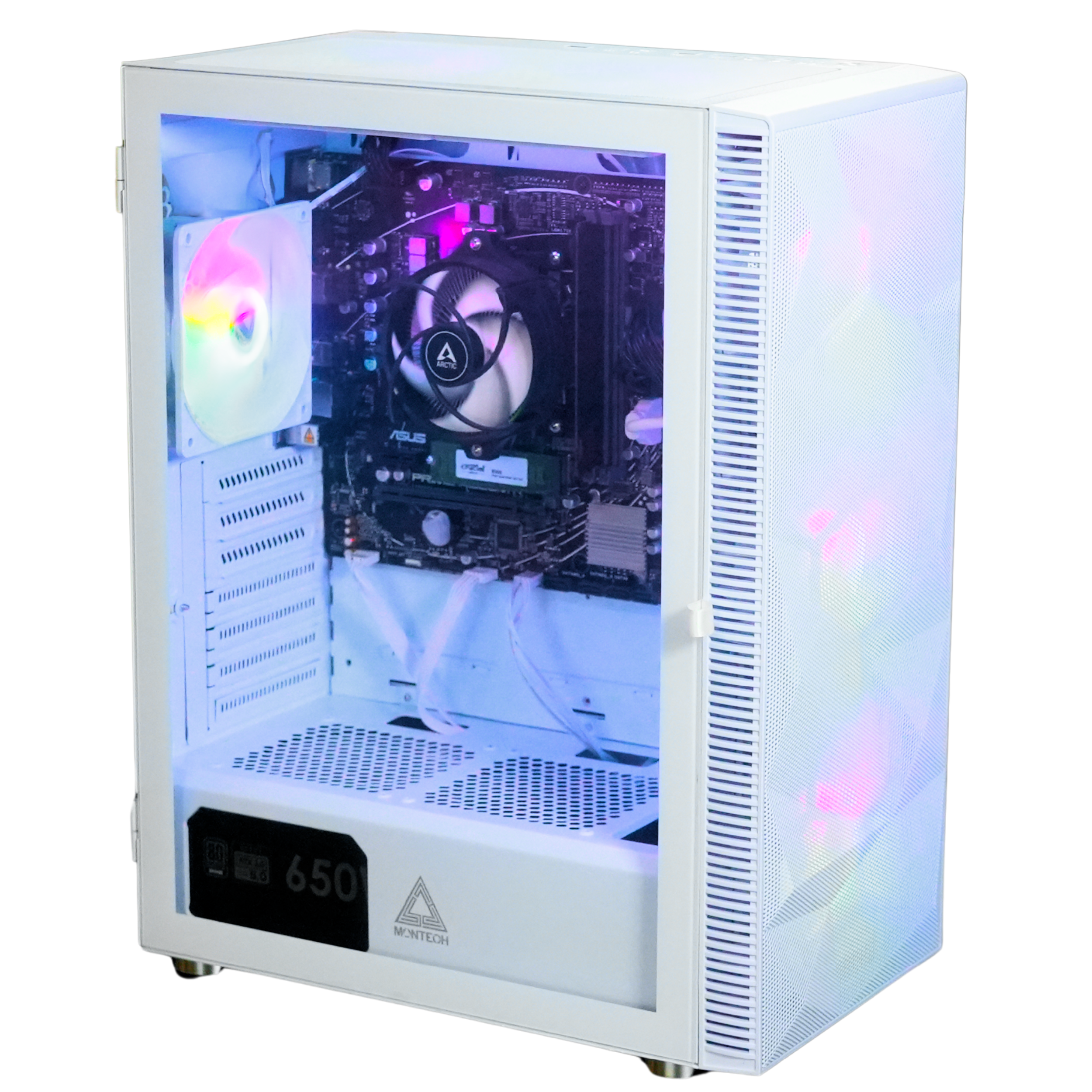 Sort kabinet med RGB-lys fra Geekds Vortex Gaming Computer