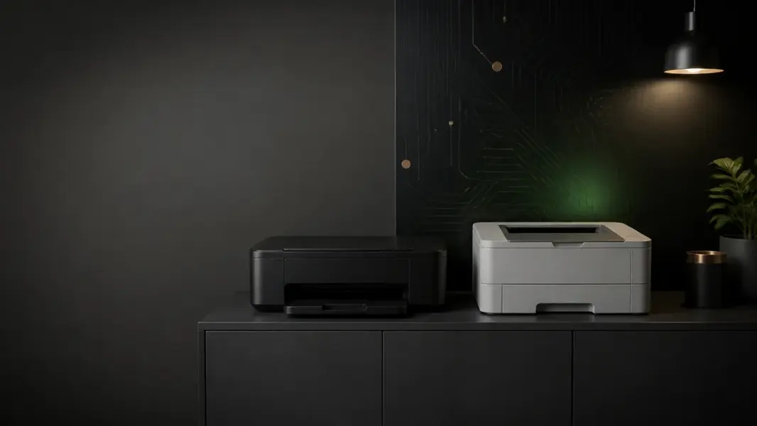 Printer til hjemmekontoret med papir i udbakken