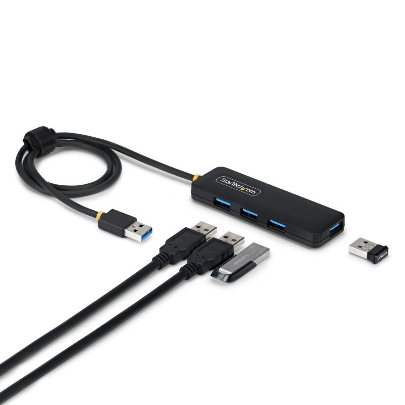 StarTech.com 4-ports USB-A hub i sort med kabel