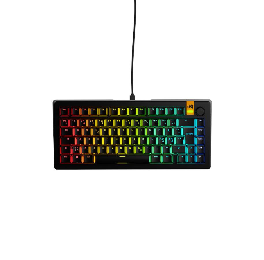 Glorious GMMK 3 HE 75% gaming-tastatur i sort med RGB-belysning
