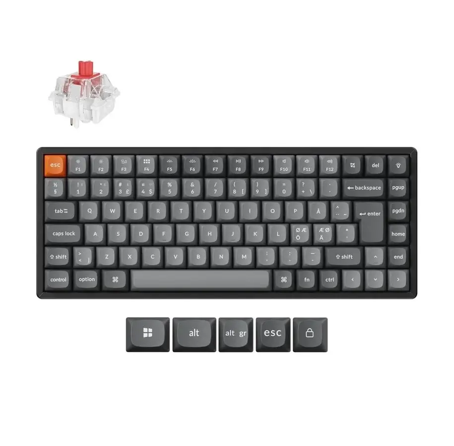 Keychron K2 Max mekanisk tastatur i 75 procent-format med grå taster