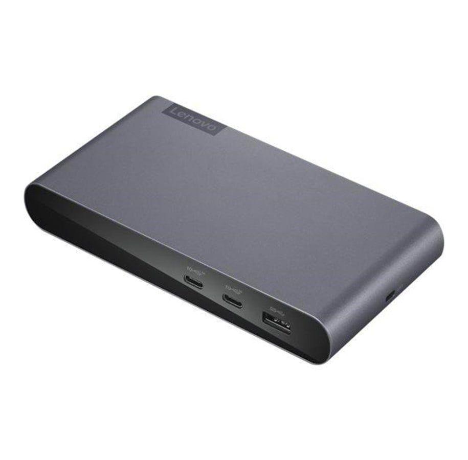 Lenovo kompakt USB-C dockingstation med DisplayPort og HDMI set forfra