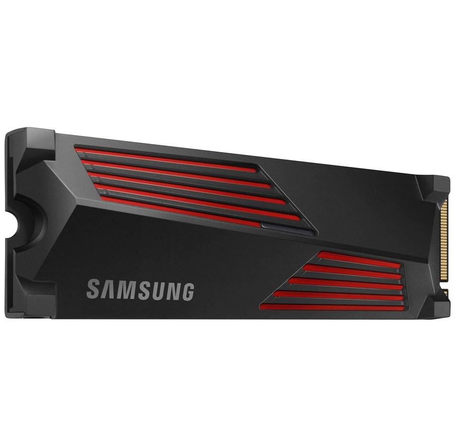 Samsung 990 Pro M.2 SSD med sort og rød køleprofil